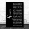 DJ Sammy Heaven Black Script Song Lyric Print