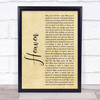 DJ Sammy Heaven Rustic Script Song Lyric Print