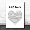 Donna Summer Bad Girls White Heart Song Lyric Print