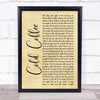 Ed Sheeran Cold Coffee Rustic Script Song Lyric Print