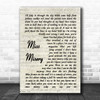 Elliott Smith Miss Misery Vintage Script Song Lyric Print