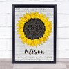 Elvis Costello Alison Grey Script Sunflower Song Lyric Print