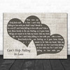Elvis Presley Can't Help Falling In Love Landscape Music Script Two Hearts Song Lyric Print