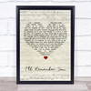 Elvis Presley I'll Remember You Script Heart Song Lyric Print