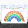Elvis Presley The Wonder Of You Watercolour Rainbow & Clouds Song Lyric Print
