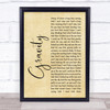 Embrace Gravity Rustic Script Song Lyric Print