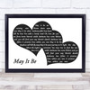 Enya May It Be Landscape Black & White Two Hearts Song Lyric Print