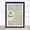 Evanescence My Immortal Vintage Script Song Lyric Print