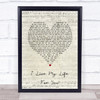 Firehouse I Live My Life For You Script Heart Song Lyric Print