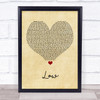 Flo Rida Low Vintage Heart Song Lyric Print