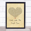 Foreigner Feels Like The First Time Vintage Heart Song Lyric Print