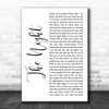 Frankie Valli & The Four Seasons The Night White Script Song Lyric Print