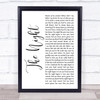 Frankie Valli & The Four Seasons The Night White Script Song Lyric Print