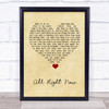 Free All Right Now Vintage Heart Song Lyric Print