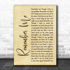 Gail Garcia Bernal Remember Me Rustic Script Song Lyric Print