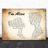 Celine Dion I'm Alive Man Lady Couple Song Lyric Music Wall Art Print