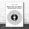 Green Day Wake Me Up When September Ends Vinyl Record Song Lyric Print