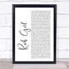 Hall & Oates Rich Girl White Script Song Lyric Print