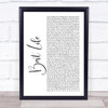 Hardy Caprio Best Life White Script Song Lyric Print