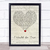 Howard A Walter I Would Be True Script Heart Song Lyric Print