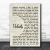 Hue and Cry Violently Vintage Script Song Lyric Print