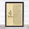 Hundred Reasons Falter Rustic Script Song Lyric Print