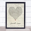 Hunter Hayes Secret Love Script Heart Song Lyric Print