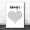 Hurts Wings White Heart Song Lyric Print