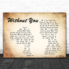 Harry Nilsson Without You Man Lady Couple Song Lyric Music Wall Art Print