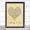 Jacob Lee I Belong to You Vintage Heart Song Lyric Print