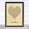 Jacquees London Vintage Heart Song Lyric Print