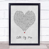 Jah Cure All Of Me Grey Heart Song Lyric Print