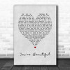 James Blunt You're Beautiful Grey Heart Song Lyric Print