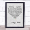 Jason Derulo Marry Me Grey Heart Song Lyric Print