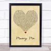 Jason Derulo Marry Me Vintage Heart Song Lyric Print