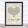 John Legend A Good Night Script Heart Song Lyric Print