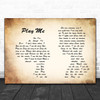 Neil Diamond Play Me Man Lady Couple Song Lyric Music Wall Art Print