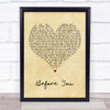 Jon McLaughlin Before You Vintage Heart Song Lyric Print