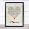 Jonas Blue Mama Script Heart Song Lyric Print