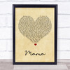 Jonas Blue Mama Vintage Heart Song Lyric Print