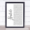 Jonas Brothers Hesitate White Script Song Lyric Print