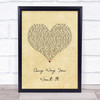 Journey Any Way You Want It Vintage Heart Song Lyric Print