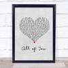 Journey South All of You Grey Heart Song Lyric Print