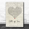 Journey South All of You Script Heart Song Lyric Print