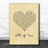 Journey South All of You Vintage Heart Song Lyric Print