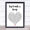 JP Cooper September Song White Heart Song Lyric Print