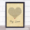 Justin Timberlake feat. T.I. My Love Vintage Heart Song Lyric Print