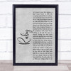 Kaiser Chiefs Ruby Grey Rustic Script Song Lyric Print