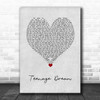Katy Perry Teenage Dream Grey Heart Song Lyric Print