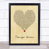 Katy Perry Teenage Dream Vintage Heart Song Lyric Print